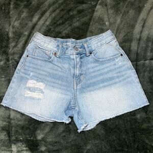 Old Navy High-Rise Denim Shorts Girl’s 12 Blue Distressed Raw Hem 3” Inseam